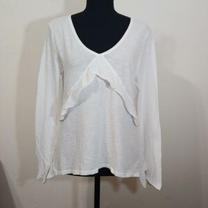 Chic White V-Neck Women's Blouse